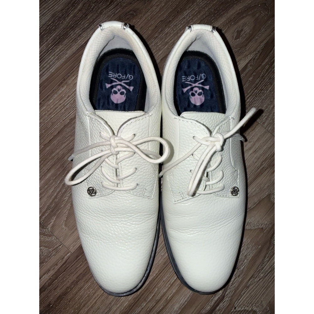 G/FORE Gallivanter Sno White Pebble Leather Golf Shoes Ladies Size 8 Excellent